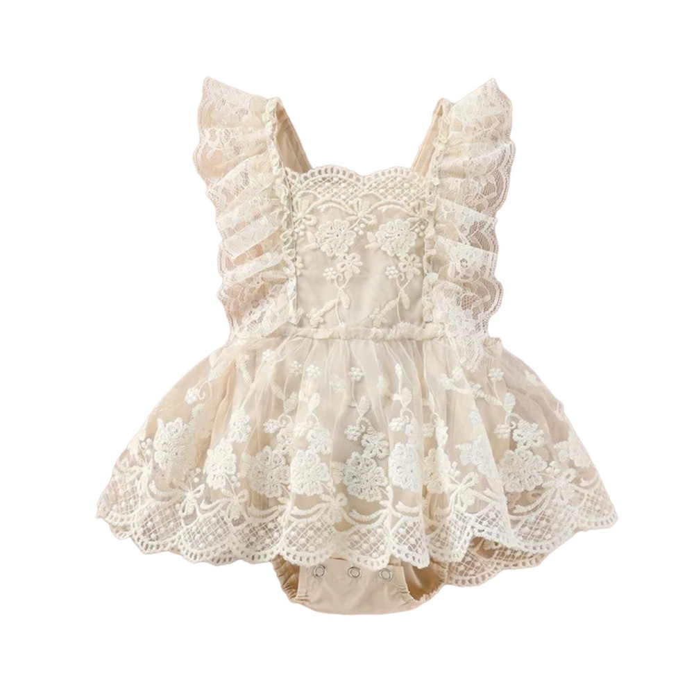 Embroided Lace Romper for Girls
